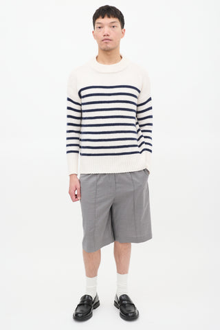 La Ligne White & Navy Wool & Cashemere Striped Sweater