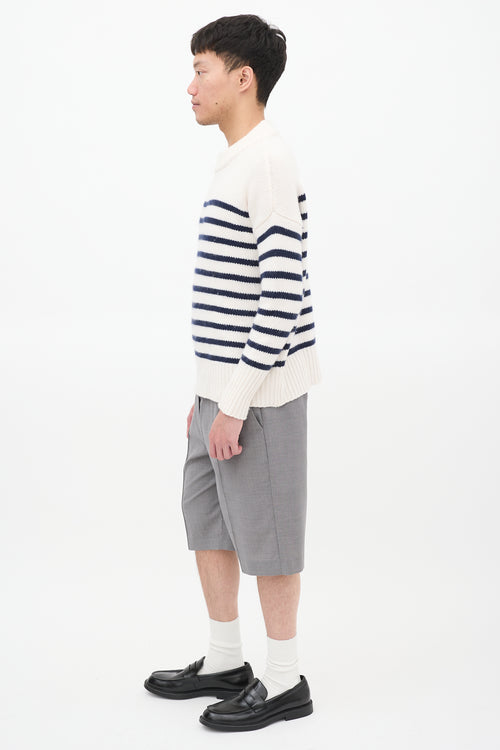 La Ligne White & Navy Wool & Cashemere Striped Sweater