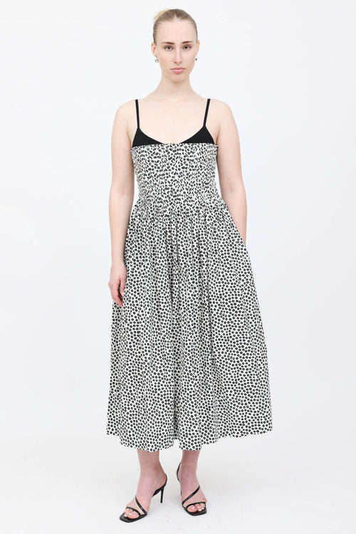 La Ligne Polka Dot Pleated Dress