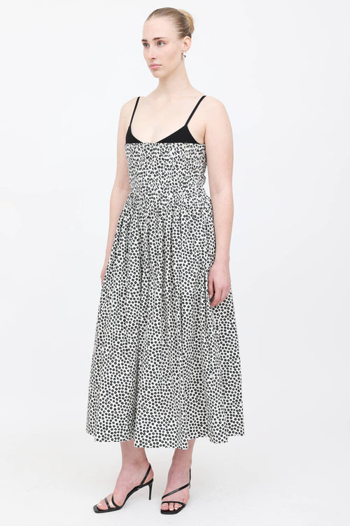 La Ligne Polka Dot Pleated Dress