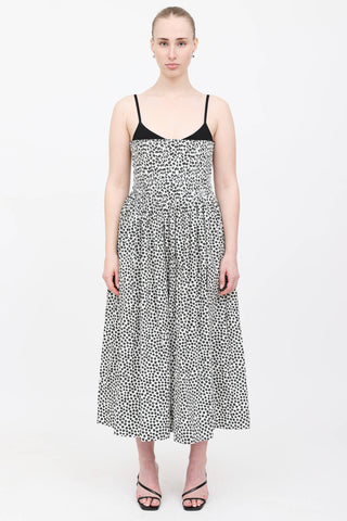 La Ligne Polka Dot Pleated Dress