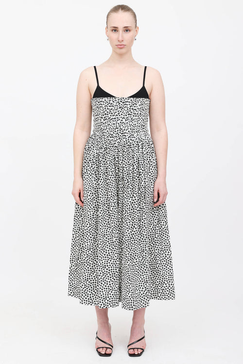 La Ligne Polka Dot Pleated Dress