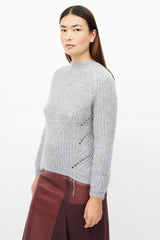 La Maille Sezane Grey Mohair Knit Sweater