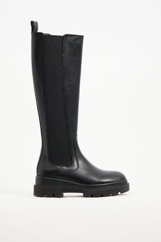 La Canadienne Black Leather Knee High Chelsea Boot