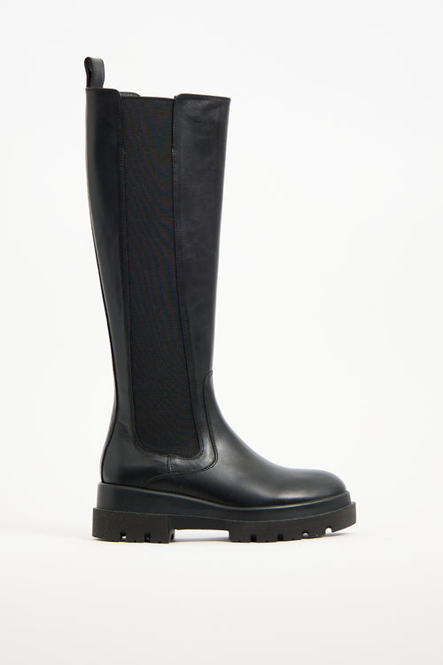 La Canadienne Black Leather Knee High Chelsea Boot