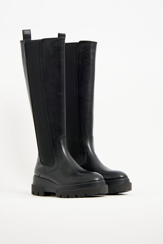 La Canadienne Black Leather Knee High Chelsea Boot