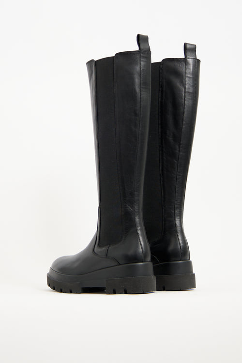 La Canadienne Black Leather Knee High Chelsea Boot