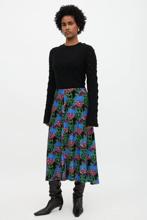 La DoubleJ Velvet Floral Kenny Skirt