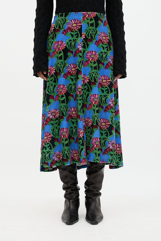 La DoubleJ Velvet Floral Kenny Skirt