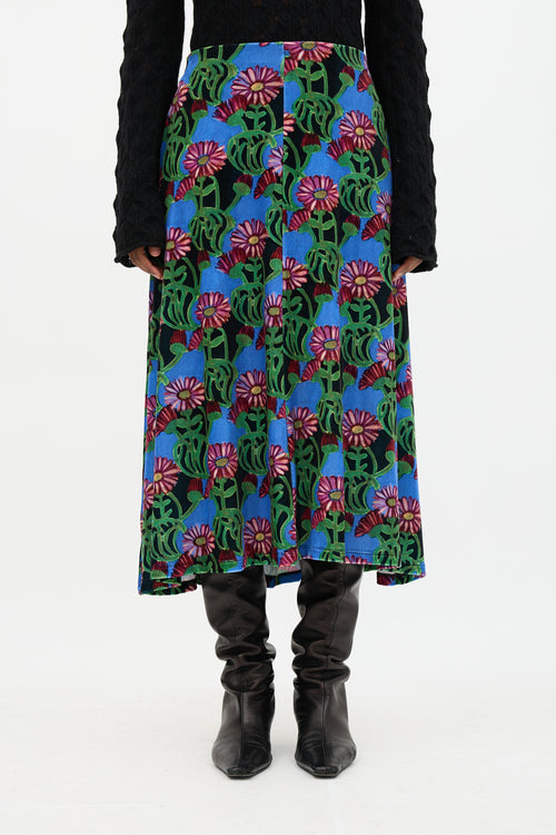 La DoubleJ Velvet Floral Kenny Skirt