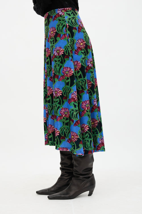 La DoubleJ Velvet Floral Kenny Skirt