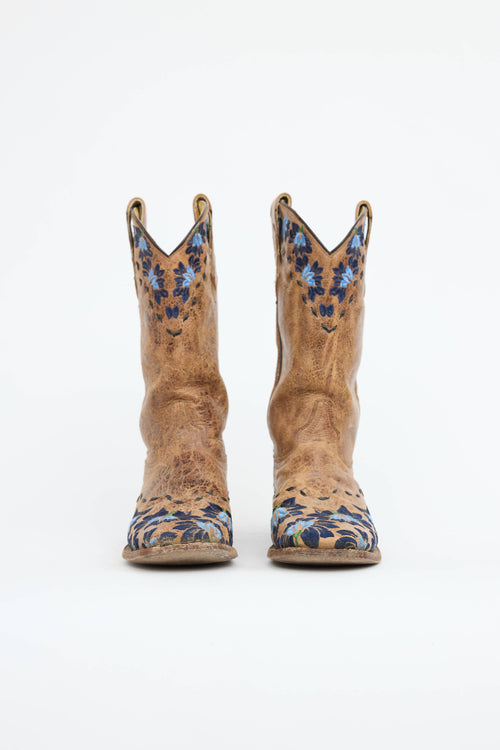 VSP Archive Embroidered Floral Western Boot