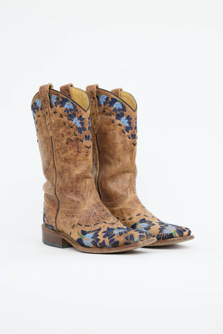VSP Archive Embroidered Floral Western Boot