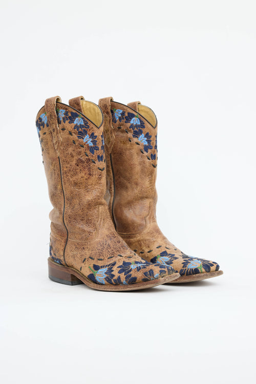 VSP Archive Embroidered Floral Western Boot