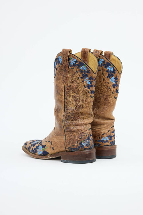 VSP Archive Embroidered Floral Western Boot