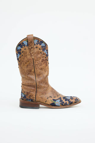 VSP Archive Embroidered Floral Western Boot