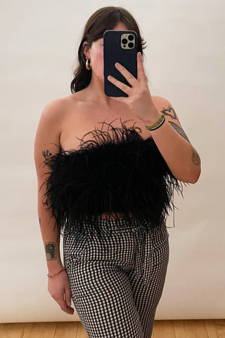 LaMarque Black Feather Tube Top