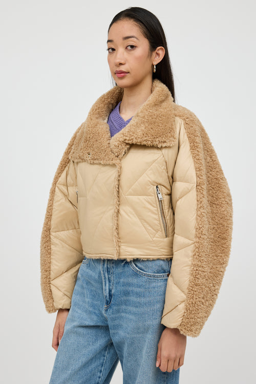 LAMARQUE Beige Down Quilted Teddy Jacket