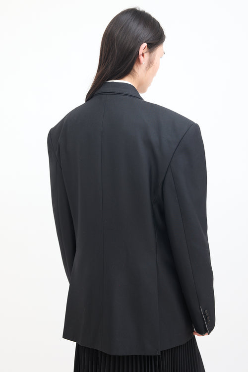 Lacoste Black Wool Twill Logo Blazer