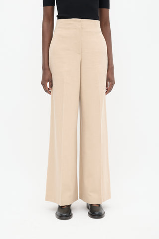 Lafayette 148 Beige High Waist Wide Leg Trousers