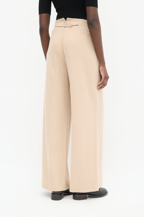 Lafayette 148 Beige High Waist Wide Leg Trousers