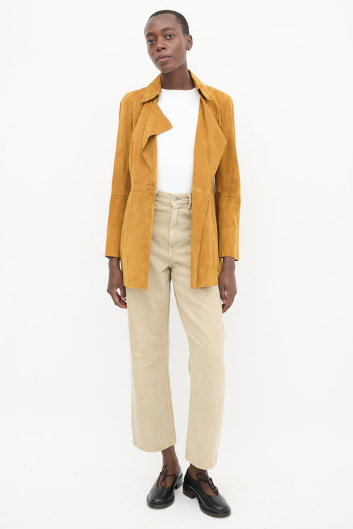 Lafayette 148 Brown Suede Belted Jacket