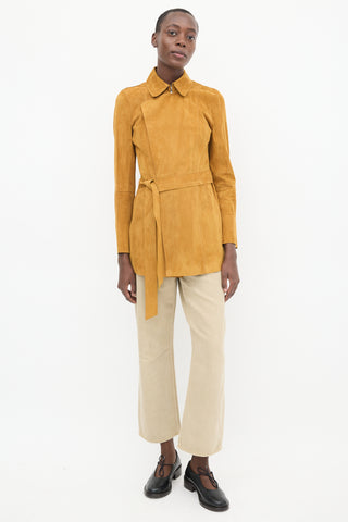 Lafayette 148 Brown Suede Belted Jacket