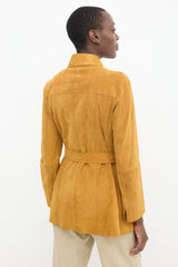 Lafayette 148 Brown Suede Belted Jacket
