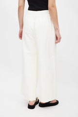 Lafayette 148 White Textured Leather Wide Pant