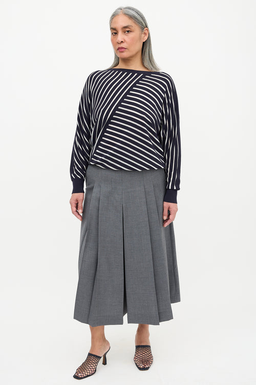 Lafayette 148 Knit Stripe Panel Top