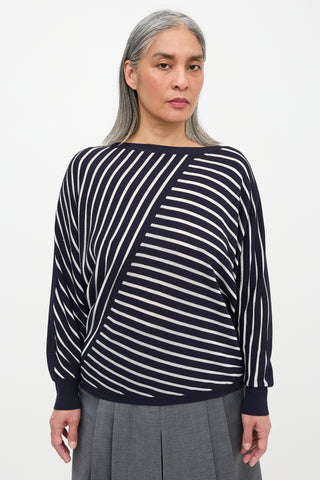 Lafayette 148 Knit Stripe Panel Top