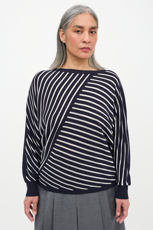 Lafayette 148 Knit Stripe Panel Top