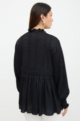Lafayette 148 Ruffled Cross Stitch Blouse