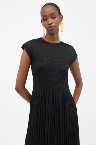 Lafayette 148 Smocked Plisse Midi Dress