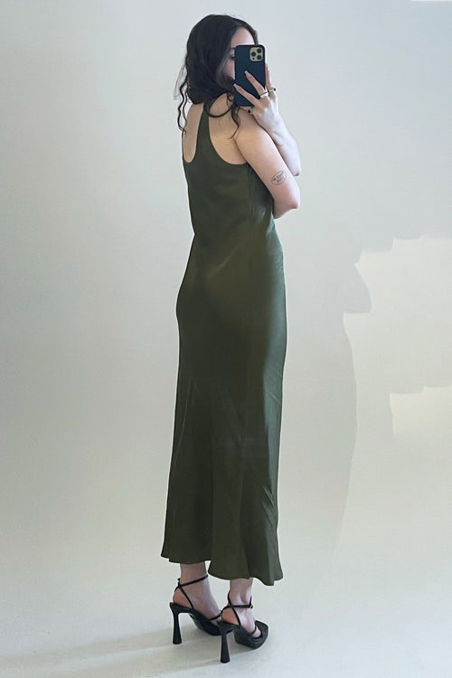 Lagence Green Satin Slip Dress