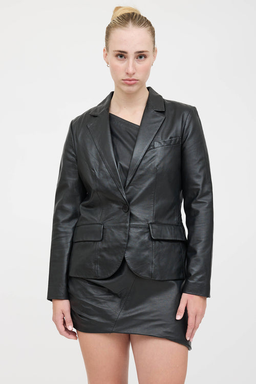 Lamarque Leather Single Breasted Blazer