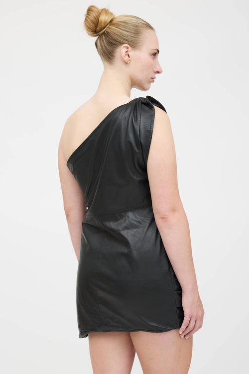 Lamarque Leather One Shoulder Dress