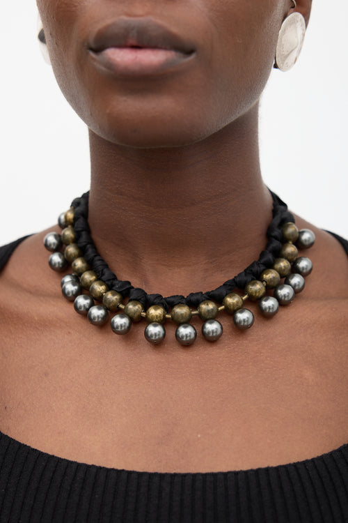 Lanvin Bead Ribbon Collar Necklace