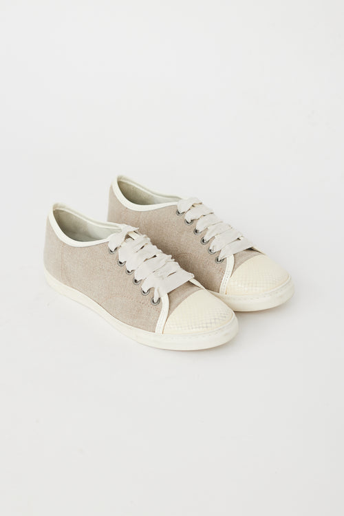 Lanvin Beige & Cream Canvas Sneaker