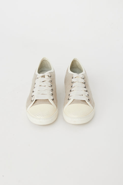 Lanvin Beige & Cream Canvas Sneaker