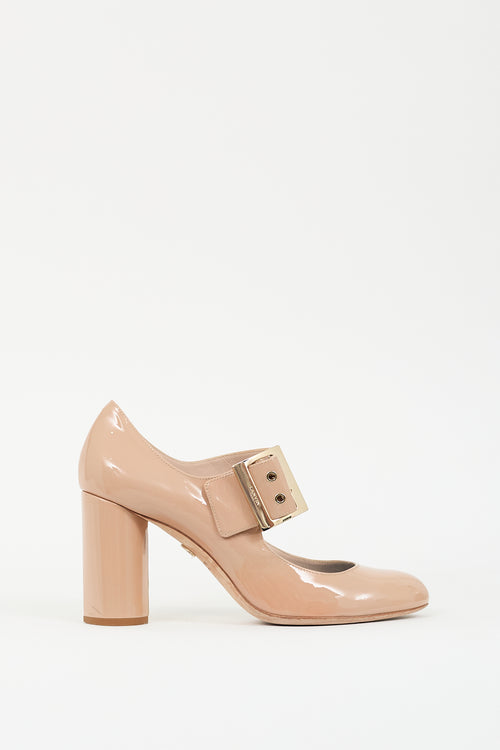 Lanvin Beige Patent Leather Mary Jane Pump