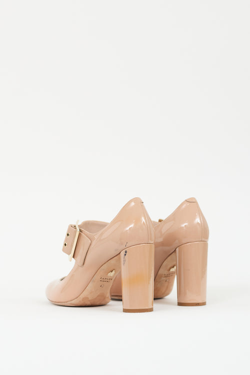 Lanvin Beige Patent Leather Mary Jane Pump