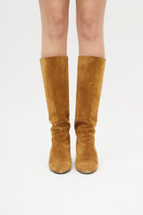 Lanvin Beige Suede Pointed Toe Boot