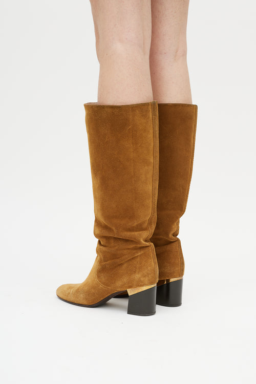 Lanvin Beige Suede Pointed Toe Boot