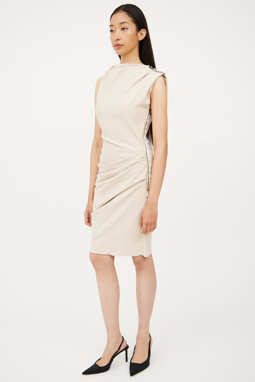 Lanvin Cream Cinched Zip Side Sleeveless Dress