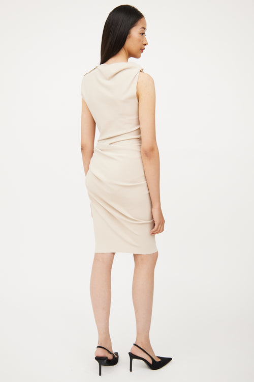 Lanvin Cream Cinched Zip Side Sleeveless Dress