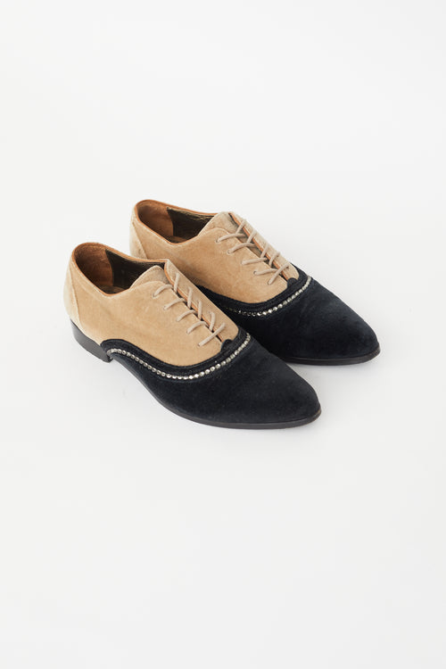 Lanvin Black & Brown Rhinestone Oxford