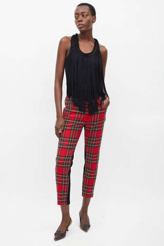 Lanvin Black & Gold Chain Fringed Top