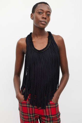 Lanvin Black & Gold Chain Fringed Top