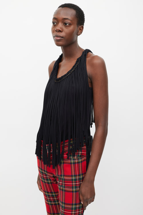 Lanvin Black & Gold Chain Fringed Top
